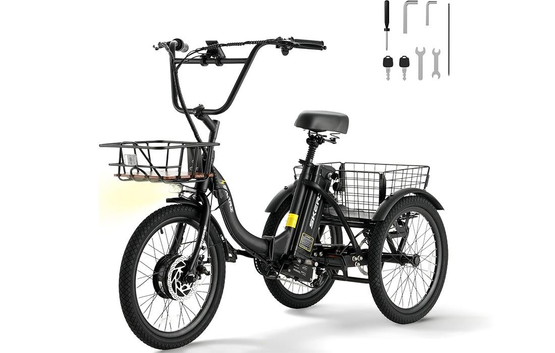 Skeri Electric Trike ET04 electric tricycle with front and rear baskets